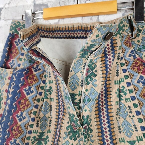 Vintage 80s High Waist Cotton Waliking Shorts Southwestern Pattern Size 12 - Picture 5 of 15